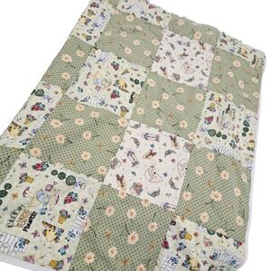 Mary Engelbreit Garden Thyme Quilt Throw Blanket‎ Handmade Patchwork Yellow Bees